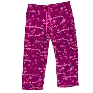 Women's Sleepwear Pajama Pants Size 2XL Pink Stars and Music Symbols Drawstring